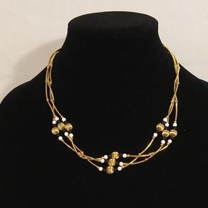 Triple strand Gold Necklace B&W
